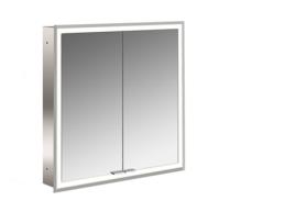 Armário Espelho Iluminado EMCO Prime Facelift 600 Mm 2 Portas Modelo de Encastrar 9497 Cor: Alumínio/Branco