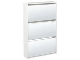 Armário para os sapatos com frentes espelhadas BELIANI Midfield de MDF Branco 63x17x103