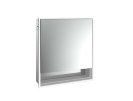 Armário de Espelho Iluminado EMCO Loft com Prateleira Inferior 600 Mm Modelo de Encastrar Alumínio/Branco 9798062 Desenho: 1 Porta Dobradiça