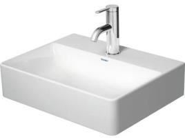 Lavatório DuraSquare 45x35cm, polido, 1 furo para torneira, sem transbordamento, com bancada para torneira,