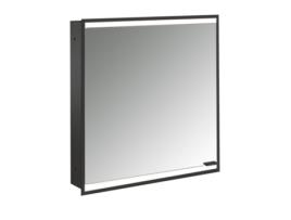 Armário Espelho Iluminado EMCO Prime 2 Facelift 600 Mm 1 Porta com Abertura À Esquerda Modelo de Encastrar 9497 Cor: Preto/Espelho