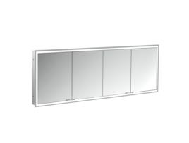 Armário Espelho Iluminado EMCO Prime Facelift 1800 Mm 4 Portas Modelo de Encastrar 9497 Cor: Alumínio/Espelho