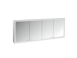 Armário Espelho Iluminado EMCO Prime Facelift 1800 Mm 4 Portas Modelo de Encastrar 9497 Cor: Alumínio/Branco