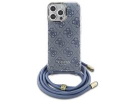 Capa Alça para iPhone 16 Pro Max GUESS Pele Sintética Rígida Azul