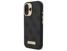 Capa para iPhone 16 GUESS Pele Sintética Rígida Preto