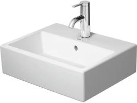 Lavatório para móveis DURAVIT Vero Air 45x35cm, com extravasor, com bancada com furo para torneira, sem furo para torneira