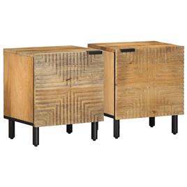 vidaXL Mesas de cabeceira 2 pcs castanho madeira mangueira maciça