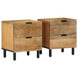 vidaXL Mesas de cabeceira 2 pcs castanho madeira mangueira maciça
