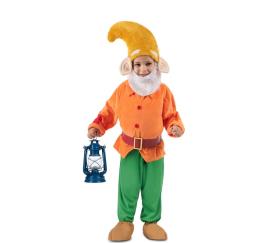 Fato de anão laranja com chapéu para criança