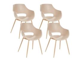 Conjunto de 4 cadeiras de refeição modernas em plástico BELIANI Millers de Material sintético Creme 55x60x82