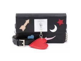 Mala Tiracolo de Mulher IPHORIA Plate Icons Charm Preto (3.5 cm)