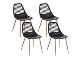 Conjunto de 4 cadeiras de refeição sem braços de estilo moderno BELIANI Montello de Material sintético Preto 46x54x84
