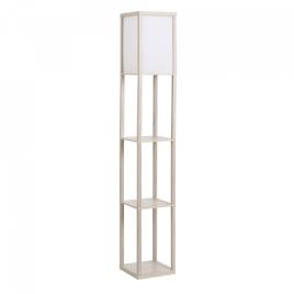 HOMCOM Candeeiro de Pé de Madeira com 3 Prateleiras De Armazenamento para Lâmpada E27 Potência Máx. 40W Candeeiro Moderno para Sala de Estar Dormitório 26x26x160cm Carvalho e Branco