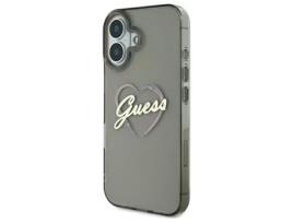 Capa para iPhone 16 Plus GUESS Pele Sintética Rígida Preto
