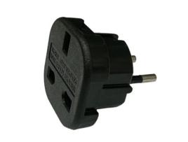 Adaptador Tomada Alimentação Uk Pinos Soquete Euro CP Preto
