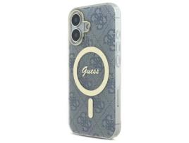 Capa para iPhone 16 GUESS Pele Sintética Rígida Azul