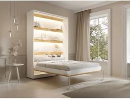 Cama embutida RAPILI VENTE-UNIQUE Natural claro, Branco 140x200 cm - Sem colchão - Com sommier