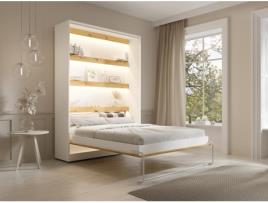 Cama embutida RAPILI VENTE-UNIQUE Natural claro, Branco 140x200 cm - Com colchão - Com sommier