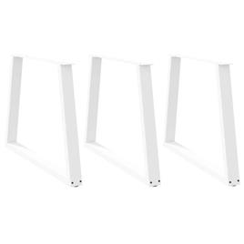 vidaXL Mesa de jantar pernas 3pcs forma de V 90x(72-73,3)cm aço branco