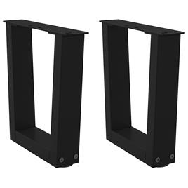 vidaXL Mesa de jantar pernas 2 pcs forma de V 30x(30-31,3)cm aço preto