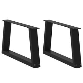 vidaXL Mesa de jantar pernas 2 pcs forma de V 50x(30-31,3)cm aço preto