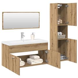 vidaXL 4 pcs móveis de casa de banho deriv. madeira carvalho artisiano