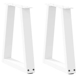 vidaXL Mesa de jantar pernas 2pcs forma de V 28x(42-43,3)cm aço branco