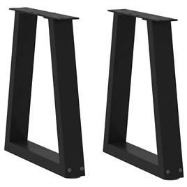 vidaXL Mesa de jantar pernas 2 pcs forma de V 38x(42-43,3)cm aço preto