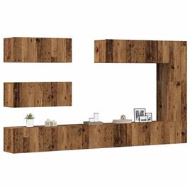 vidaXL Conjunto de armário TV 7 peças montado na parede madeira antiga