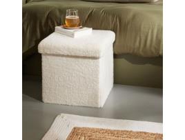 Pufe de Armazenamento Quadrado Bouclette Teddy Matcha La FACTORY Teddy Matcha Chalk