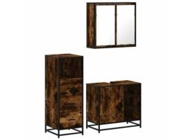 Conjunto 3 de móveis WC madeira VIDAXL processada carvalho fumado