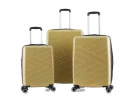 Conjunto de 3 Malas Carrinho Expansíveis de Policarbonato Rígido LYS PARIS 395/3 393 &Amp; 395 Mostarda