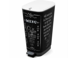 Caixote do Lixo com Pedal KIS CHIC Coffee Motif (Preto - 50 L)