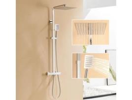 Coluna de Chuveiro Termostática Auralum 38C Aço Inoxidável Alta Ajustável 90-116 Cm com Chuveiro de 12 Polegadas Cromado AURALUM MAX