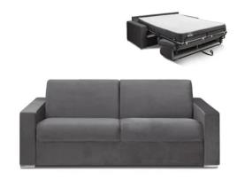 Sofá Cama DUNLOPILLO (214 x 94 x 85 Tamanho Cama: 160 - 179 cm - Veludo - Cinzento)