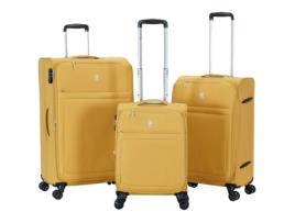 Conjunto de 3 Malas Ultraleves Suaves Expansíveis LYS PARIS 2105/3 Amarelo