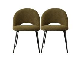 Conjunto de 2 Cadeiras Bouclette Teddy Moka com Pernas de Metal La FACTORY Teddy Moka Khaki