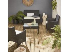 Conjunto de Jardim SWEEEK Moltés (4 Lugares - Resina - Preto - 106X60X84Cm)