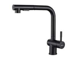 Torneira de Cozinha de Aço Inoxidável 360 Misturador de Pia Preto Giratório com 2 Funções Spray Extraível Borbulhador Removível LONHEO MAX