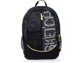 Mochila Unissexo NE.XXN! MILANO Néon Sketch Zíper Escolar Média Alças Acolchoadas Preto