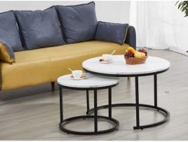 Conjunto Mesas de Apoio Oeiras Mármore Branco Preto CSD