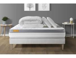Estrado Completo Ripas Memo SEPTNUITS Espuma com memória Branco (180x200)