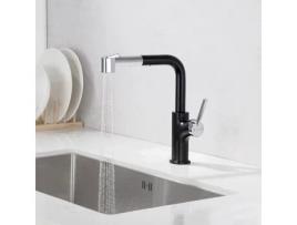 Torneira de Cozinha com Spray Extraível 2 Funções Misturadora de Cozinha Preta Giratória 360 com Borbulhador Economizador de Água LONHEO MAX