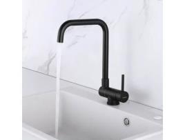 Torneira de Cozinha Suspensa Giratória 360 de Aço Inoxidável Preto LONHEO