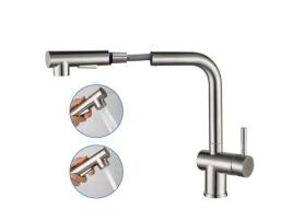 Torneira de Cozinha com Spray Extraível 2 Funções Misturador para Pia de Aço Inoxidável de 7 Formatos com Borbulhador Removível LONHEO MAX