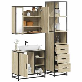 vidaXL 3 pcs conj. móveis casa banho derivados madeira carvalho sonoma