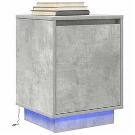 vidaXL Mesa de cabeceira com luzes LED 38x34x50 cm cinzento-cimento
