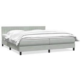 vidaXL Cama com molas/colchão 180x210 cm veludo cinzento-claro
