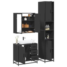 vidaXL 3 pcs conjunto móveis casa de banho derivados de madeira preto