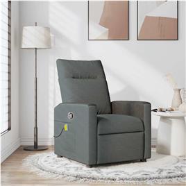 vidaXL Poltrona de massagens reclinável tecido cinzento-escuro